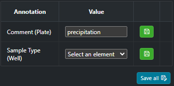 Save annotation values screenshot Save annotation values